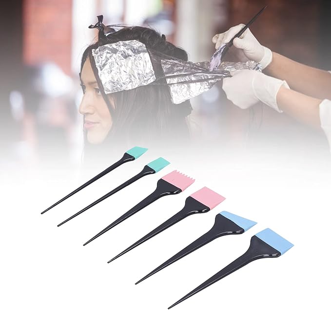 ZJchao Hair Dye Applicator Brushes, 6pcs Silicone Hair Dye Brush Soft Hair Coloring Kit for Home Barber Shop Salon Hair Bleach Tinting Diy Tool Hair Treatments Coloring Brush Set Hair