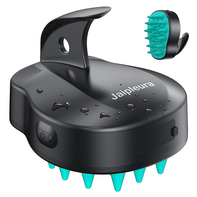 Electric Hair Scalp Massage Brush with Soft Silicone Bristles,3-Level Vibration,IPX6 Waterproof for Hair Growth & Dandruff Removal, Scalp Exfoliator(Green)