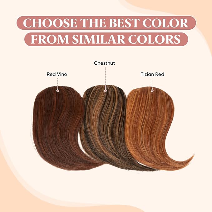 SARLA Clip in Side Bangs Extension Straight Synthetic Fake Bangs One Piece for Women Tizian Red