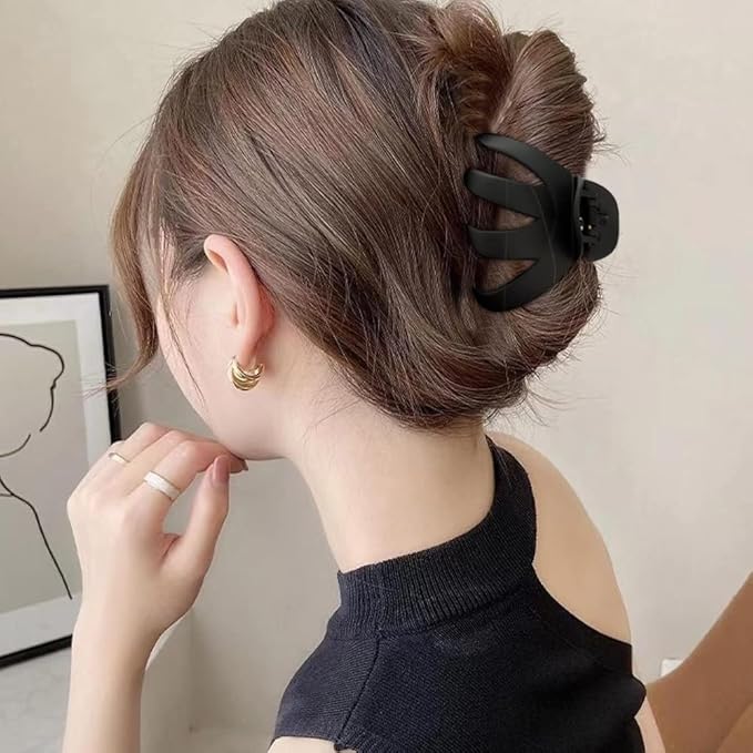 Jumbo Octopus Hair Clips - 3.15" Matte Black Claw Clips for Long, Thick Hair (Pack of 5)