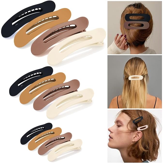 Large Duck Billed Banana Clips, Ahoney 12 Pack Alligator Hair Clips for Thin Thick Hair - 3 Sizes Lay Flat Styling Accessories for Women (Neutral)