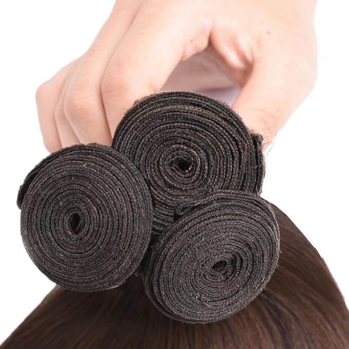 Brown Bundles Human Hair Color 4 Straight Bundles 18 20 22 Inch Niegmeag Brazilian Virgin Soft and Silky Remy Hair Extensions Chocolate Brown Straight Human Hair Bundle 150g