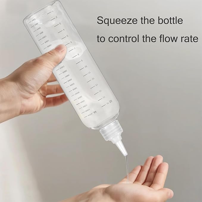 Applicator Bottle for Hair, 16.9oz 2 Packs Color Bottle Applicator with Ratio Graduated Scale, Hair Dye with Clear Twist Top Cap
