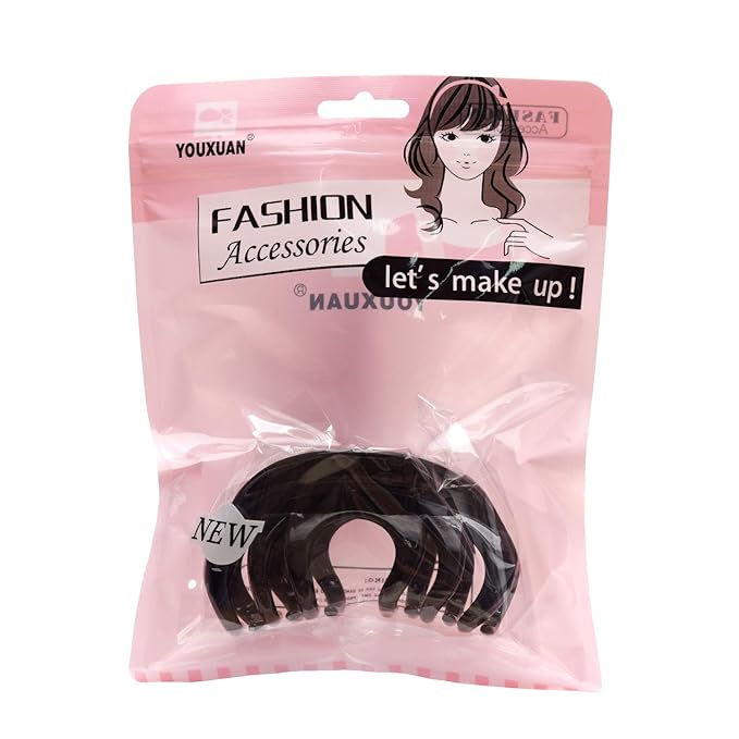 Youxuan 4 Inch Hair Claw for Women, Pretty Clip, Grip for Thick Hair, Black