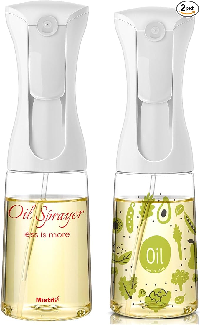 Mistifi Oliver Oil Sprayer for cooking, Spray bottle 6oz, Non-Aerosol Refillable Dispenser Oil Mister (set of 2)