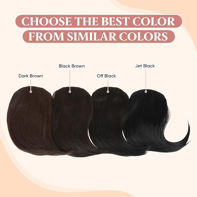 SARLA Side Hair Bangs Clip in Off Black One Piece Straight Synthetic Bangs Extension for Women