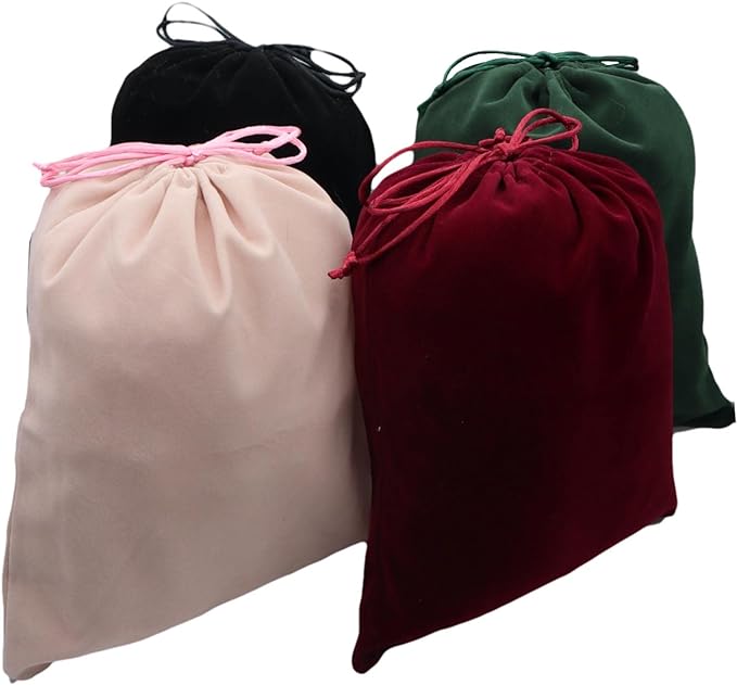 Aestivate 8 Pack Large Velvet Drawstring Pouch, Velvet Bag 8×10 Inch Storage Bag Cosmetics Pouches Dust Bag 8 Pieces(Dark Red)