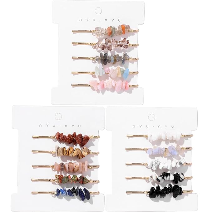 Crystal Hair Pins Gemstone Jeweled Bobby Pin Decorative Hair Accessories for Women Colorful Hairpins Set of 15