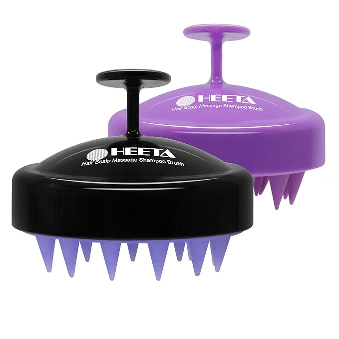HEETA Scalp Massager Hair Growth 2-Pack, Soft Silicone Scalp Scrubber Shampoo Brush for Exfoliation Dandruff Removal Head Massage Stress Relax, Wet & Dry Use for Women Men Thick Thin Curly Hair Care