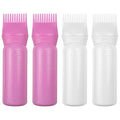 ELANE 4 Pack Root Comb Applicator Bottle,Oil Comb Applicator for Hair Dye Shampoos Hair Salons (2 pink + 2 white)