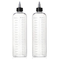 Segbeauty 16.9oz Hair Dye Bottles, Measured Twist-On Top Tip Cap Hair Color Squeeze Bottle with Ratio Graduated Scale, 2pcs 500ml Refillable Empty Hair Color Applicator Bottle Dyeing Tool Transparent