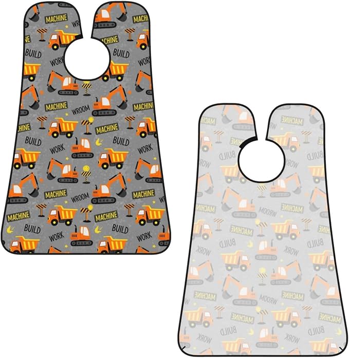 Non-Stick Beard Bib for Shaving, Construction Machines Cars Tractor Truck Dark Grey Shave Bib, Waterproof Hair Catcher with Suction Cups, Grooming Apron Men Husband