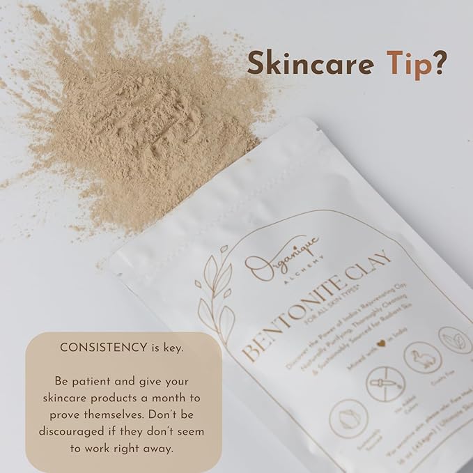 Bentonite Clay Powder For Face, Body & Hair, Deep Pore Cleansing & Detox, Indian Healing Calcium & Sodium Clay, For Masks & Bath 8 oz (227g)