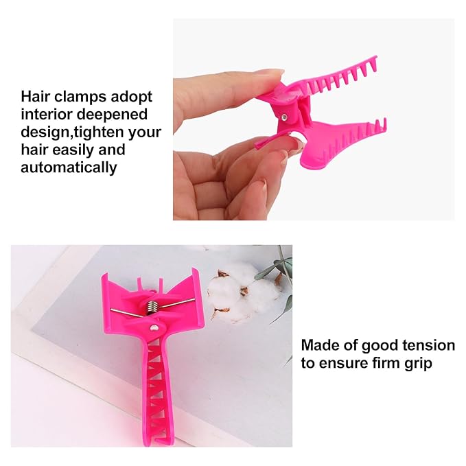 24 Pcs Pink and Hot Pink Butterfly Hair Clips for Styling and Sectioning - Pro Claws Clamps for Cutting, Coloring - Hair Accessories for Women Girls