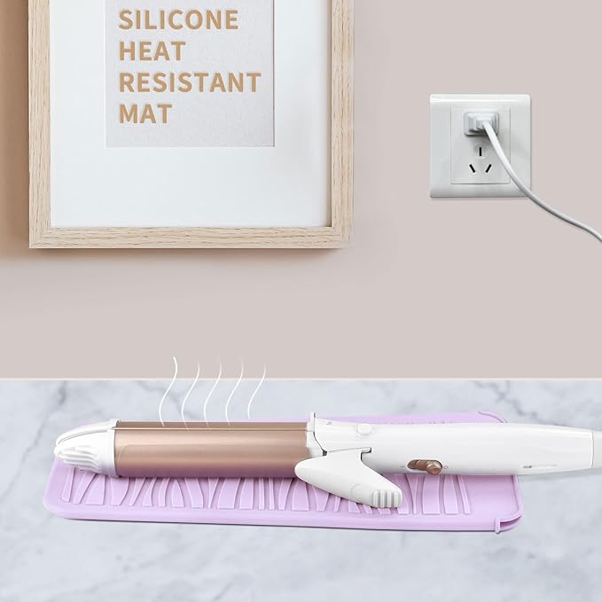 Silicone Heat Resistant Travel Mat for Hair Iron (1 Pack, Pink Mauve, 11 x 5.3 inches)