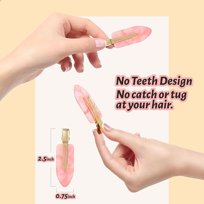 8 Pcs No bend Hair Clips No Crease Makeup Hair Clip Duckbill Clip No Dent Creaseless Alligator Hair Barrettes for Salon Hairstyle Women Girls Makeup Accessories Cellulose Acetate (PinkWhite)