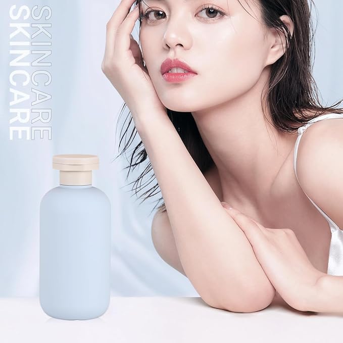 6.8 oz Plastic Travel Shampoo Bottles, Refillable Flip Cap Squeeze Bottles for Toiletries, Large Leakage-proof Travel Shampoo and Conditioner Container (Blue)