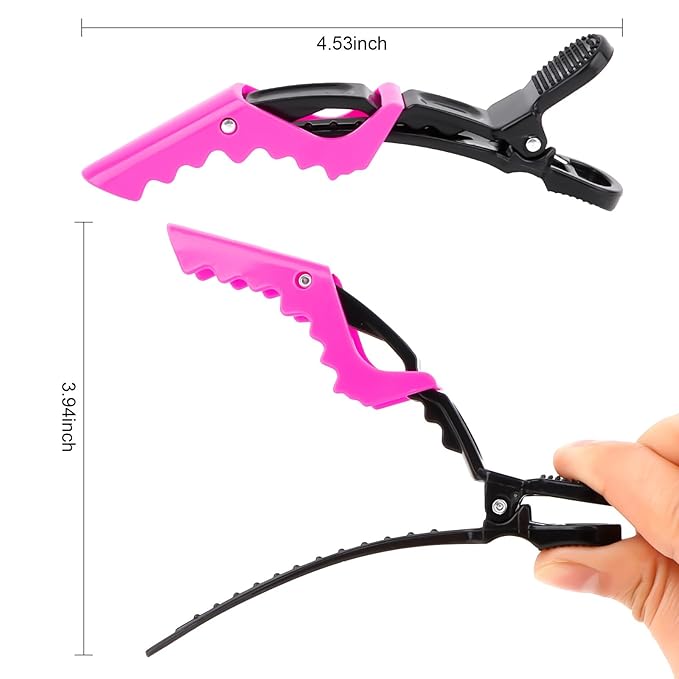 Ondder 24 Pcs Hair Clips, Large Alligator, Black Pink, for Styling Sectioning, Pro Salon, Hair Styling Accessories for Women