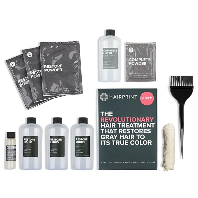 Hairprint True Color Restorer Plus in Dark | Enhanced Gray Coverage with Extra Restore Application | Dye-Free and Non-Toxic | Replenishes Natural Pigment | Patented Technology by Dr. John Warner