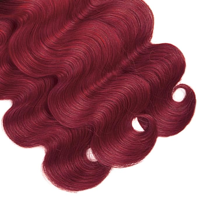 Burgundy Bundles Human Hair 99j Body Wave Bundle 20 22 24 Inch Brazilian Virgin Remy Hair Extensions Niegmeag 2 Tone Black and Red Body Wave Bundles Double Weft Hair Weave 300g