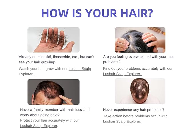 lushair Wireless Hair Analyzer, Hair Follicle Tester, Scalp Microscope, 16 Hair Tests, AI Smart Analysis Provides Care Plan