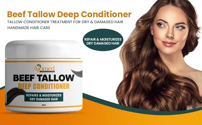 Tallow Deep Conditioner | Hair Treatment for Dry & Damaged Hair | Handmade hair mask - Detangler- Anti-Frizz dreadlock hair moisturizer-Split Ends Hair Care for Dry, Thin Fine Hair