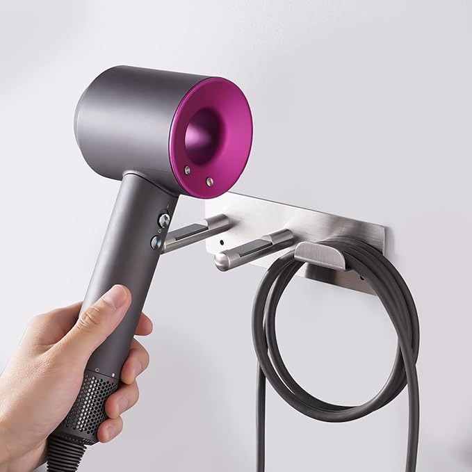 Hair Dryer Holder, SUS304 Adhesive Blow Dryer Holder Wall Mounted Compatible with Dyson Hair Dryer, Hair Dryer Organizer Dyson Hair Dryer Wall Mount