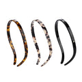 EVITA PERONI Hairband Designed for Eyewear, 3PCS - Basic Color - Tortoise & Amber & Black, Acetate, Fashion Thin Non-Slip Hair Accessories for Women Securing Hair