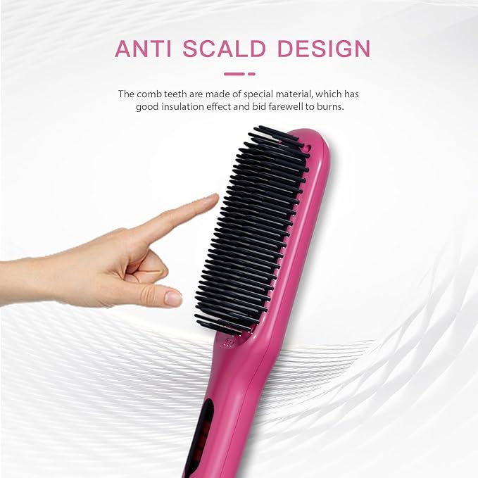 MEGAWISE Hair Straightener Brush Series (Rose Red)