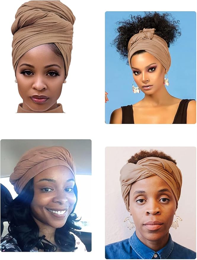 Harewom Head Wraps for Black Women Stretch Head Scarf Long African Hair Wraps Turban Headwraps Jersey Headbands