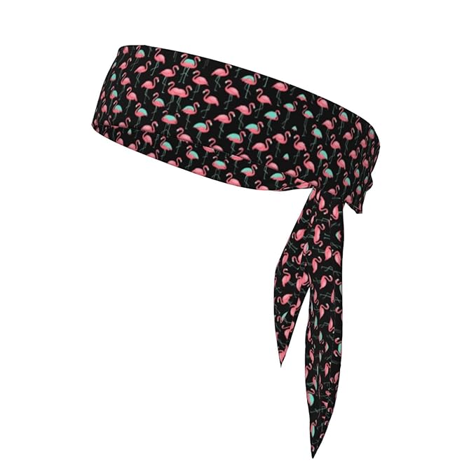 Men's Women Pink And Turquoise Flamingo Sports Sweatbands Multipurpose Novelty Head Ribbon Headdress for Yoga Workout Shower