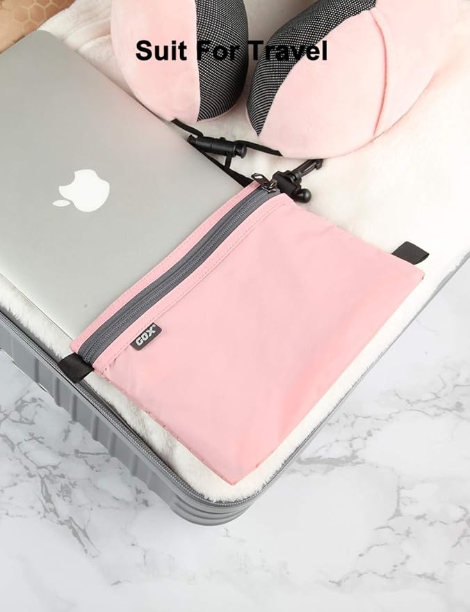 GOX Travel Toiletry Bag Carry On Zipper Pouch Cosmetic Kit Makeup Digital Bag Water Repellent Nylon (Pink)