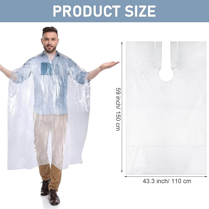Yahenda 150 Pcs Disposable Salon Capes Bulk Waterproof Hair Cutting Capes for Barber Stylist Dye Supplies 59 x 43.3 Inch(Clear)