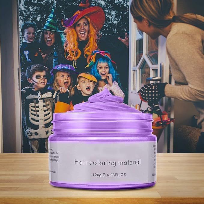 Temporary Hair Color Wax Dye,Hair Color Spray, Natural Hair Coloring Wax Material Disposable Hair Styling Clays Ash for Cosplay,Party,Masquerade, Halloween.etc (Purple, 1 Pack)