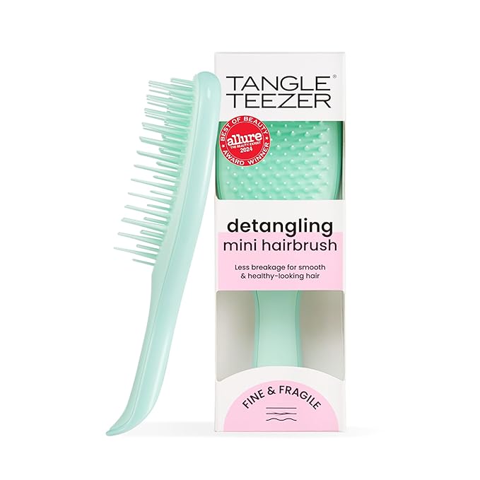 Tangle Teezer Fine & Fragile Ultimate Detangler Brush, Detangles & Reduces Breakage, Travel-Size Mini Hair Brush, Mint
