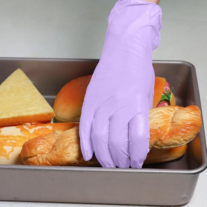 Disposable Gloves Large, Nitrile and Vinyl Blend Material Gloves, Latex Free 4 Mil 100 Pc Food Grade Glove for Cleaning, Food Prep,Hair Dye,Tattoo, Purple