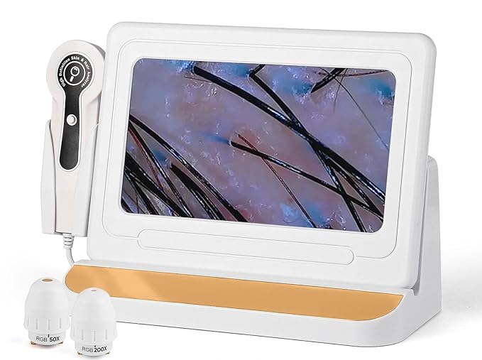 11 Inch HD Screen Scalp Analysis Machine with 50x/200x Lenses, Hair Scalp Analyzer & Microscope for Skin and Hair Follicle, No App Required, for Home & Salon Use