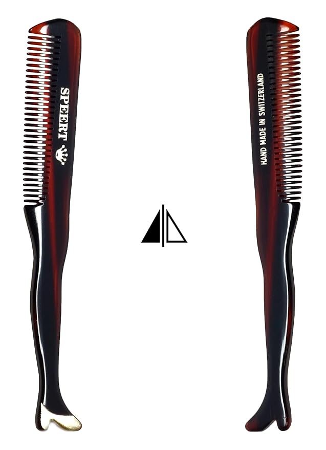 #1619 Handmade Wide Tooth Mustache Comb - Small Tortoise Havana Acetate, Coarse Hair Pocket Sized Grooming Tool, Tangle Free Straightener for Beard Growth and Styling, Wet or Dry Use
