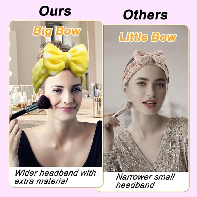 Shintop Sweet Super Soft Caroset Polka Dots Wash Cosmetic Headband Hairlace (yellow polka dots)
