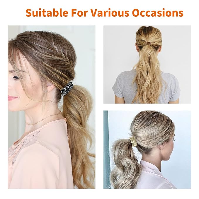 Leopard Spiral Hair Ties (6 Pcs) - Coil Ponytail Holders for Thick and All Hair Types, No Crease Phone Cord Design