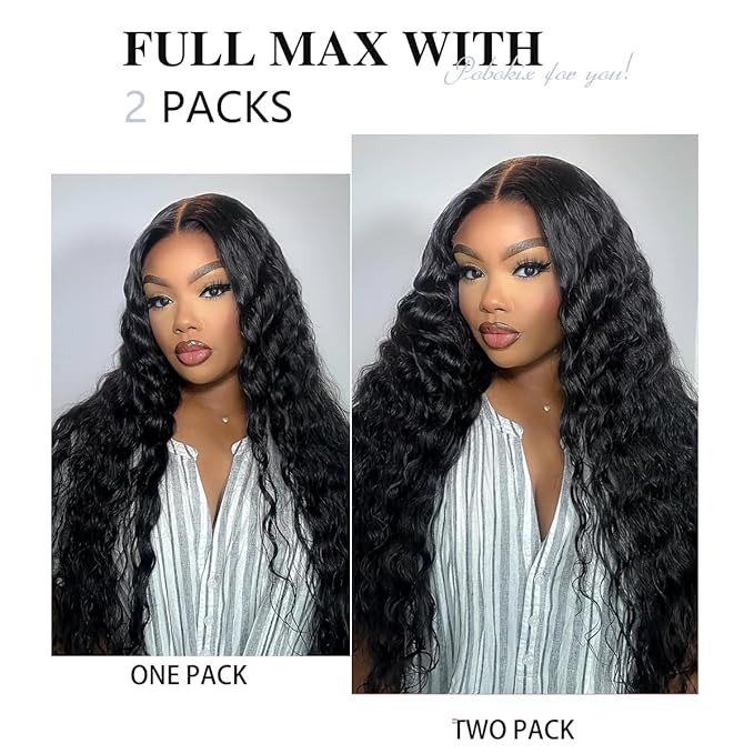 Deep Wave Clip in Hair Extensions Real Human Hair 2 Pack 240g Seamless Clip in Hair Extensions for Women Full Max with 16Pcs Remy Natural Human Hair PU Skin Weft 20inch Natural Black
