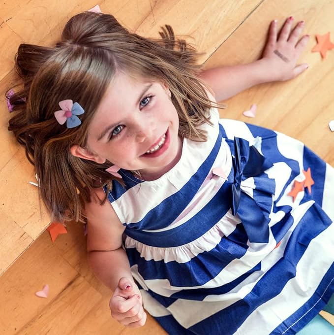Hair Clips for Girls 18 Pcs No Slip Assorted Barrettes for Kids Bows Blue Purple Cute Hair Accessories for Little Girls Teens Toddlers Child Kids Gifts