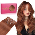 WENNALIFE Clip in Hair Extensions Real Human Hair, 24 Inch 120g 7pcs Clip in Hair Extensions Real Human Hair, Dark Auburn Copper Human Hair Clip in Extensions Remy Human Hair Extensions Clip Ins