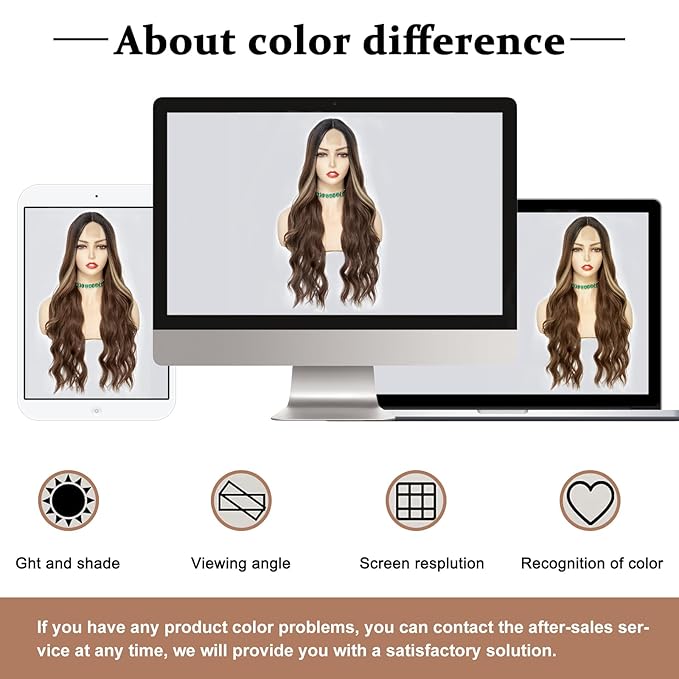 NAYOO Long Brown Mixed Blonde Wavy Wig for Women 26 Inch Middle Part Curly Wavy Wig Natural Looking Synthetic Heat Resistant Fiber for Daily Party Use (Brown Mixed Blonde)