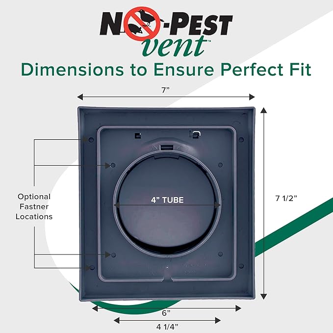 NO-PEST VENT, Exclusive Dual Door Dryer Vent Cover Outdoor 4 inch or Bathroom fan, Made in USA w Highest UV Resistant Plastic in any Outdoor Vent Cover (Deep Ocean Blue, 4 inch With 12" Duct Tube)