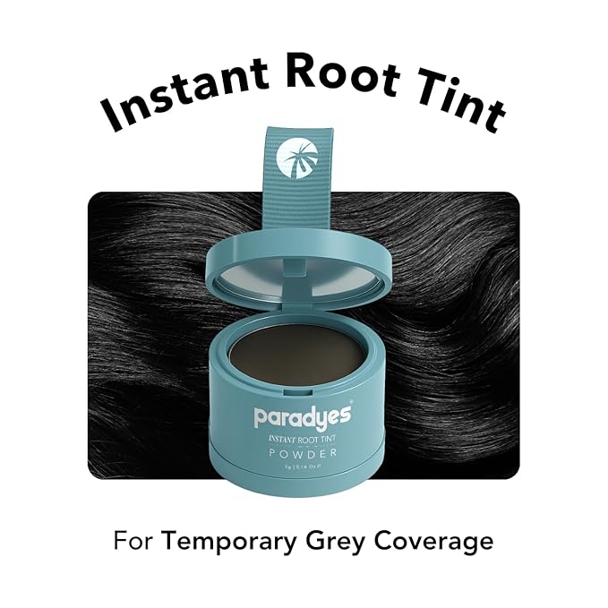 Paradyes Instant Root Tint Hairline Powder - Root Touch Up Hair Color for Gray Coverage - Bald Spot Concealing Hair Powder for Women & Men - 24-Hour Stain-Proof - Natural Black - 0.14 Ounce