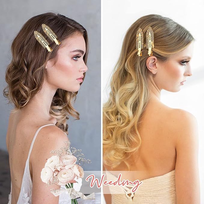 8PCS No Bend No Crease Gold Glitter Makeup Creaseless Hair Clips - Styling Hair Accessories for Bride, Women & Girls