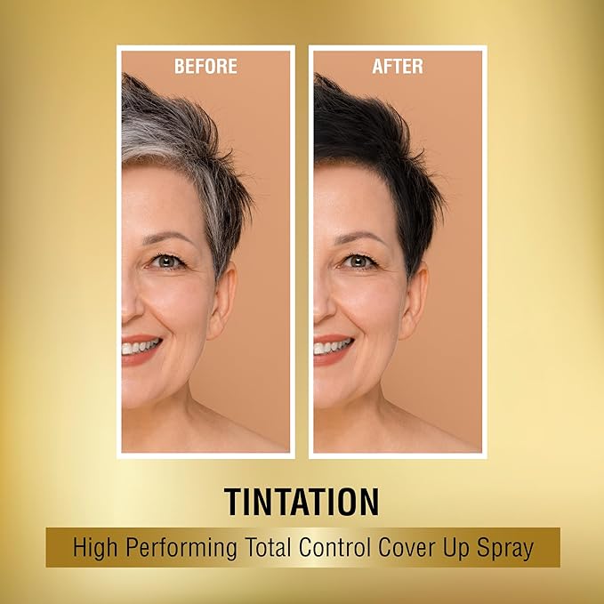 Red by Kiss Tintation Temporary Hair Color Spray, Instant Gray Root Touch Up Coverage, Water-Resistant & Smudge-Proof, Easy Wash Out, Barber & Hairline Touch-Up, Quick-Dry (Black, 2.82 oz)