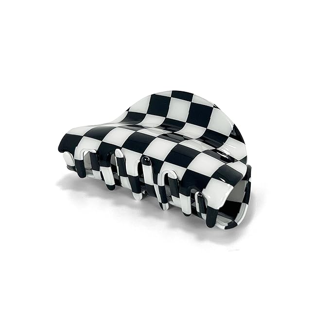 Womens Checkered Hair Clip Medium Checkered Claw Clips Black And White Jaw Clip,3pack