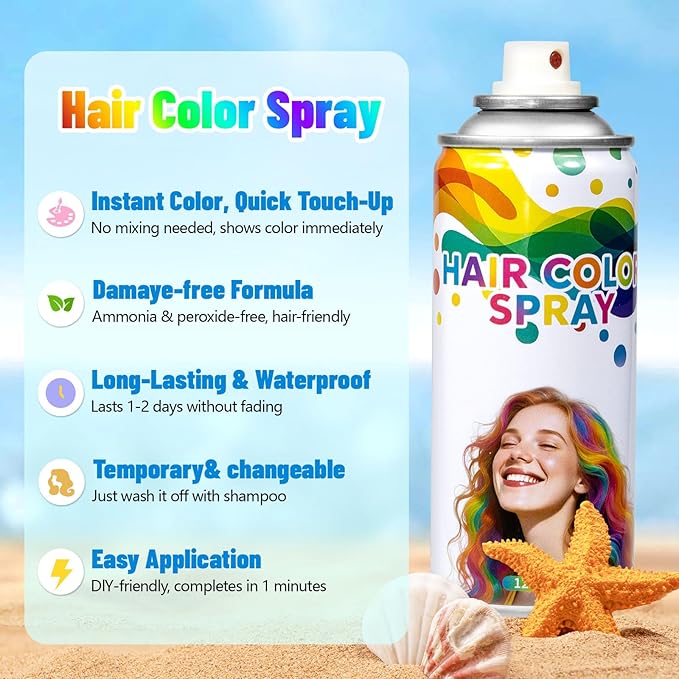 Silver Temporary Hair Color Spray - Washable & Natural One-Time Use Hair Wax for Women & Kids & Adults - Strong Hold for Halloween, Cosplay, Party, Washes Out Easily